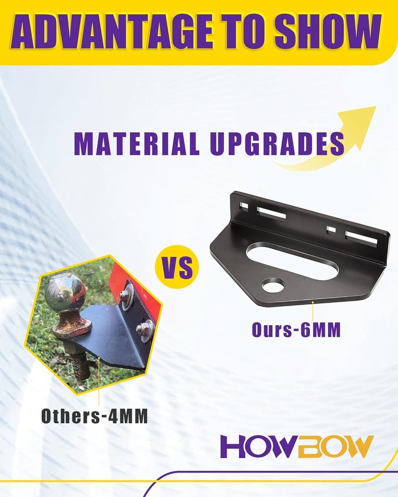 HOWBOW Zero Turn Mower Trailer Tow Hitch Kit, 1/4" Heavy Duty Steel, Universal, Black+Red - Image 2